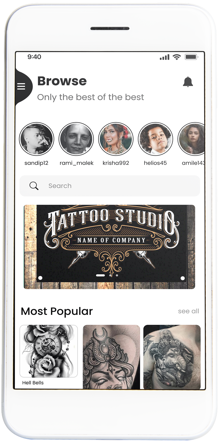 Inksvilla customer home screen