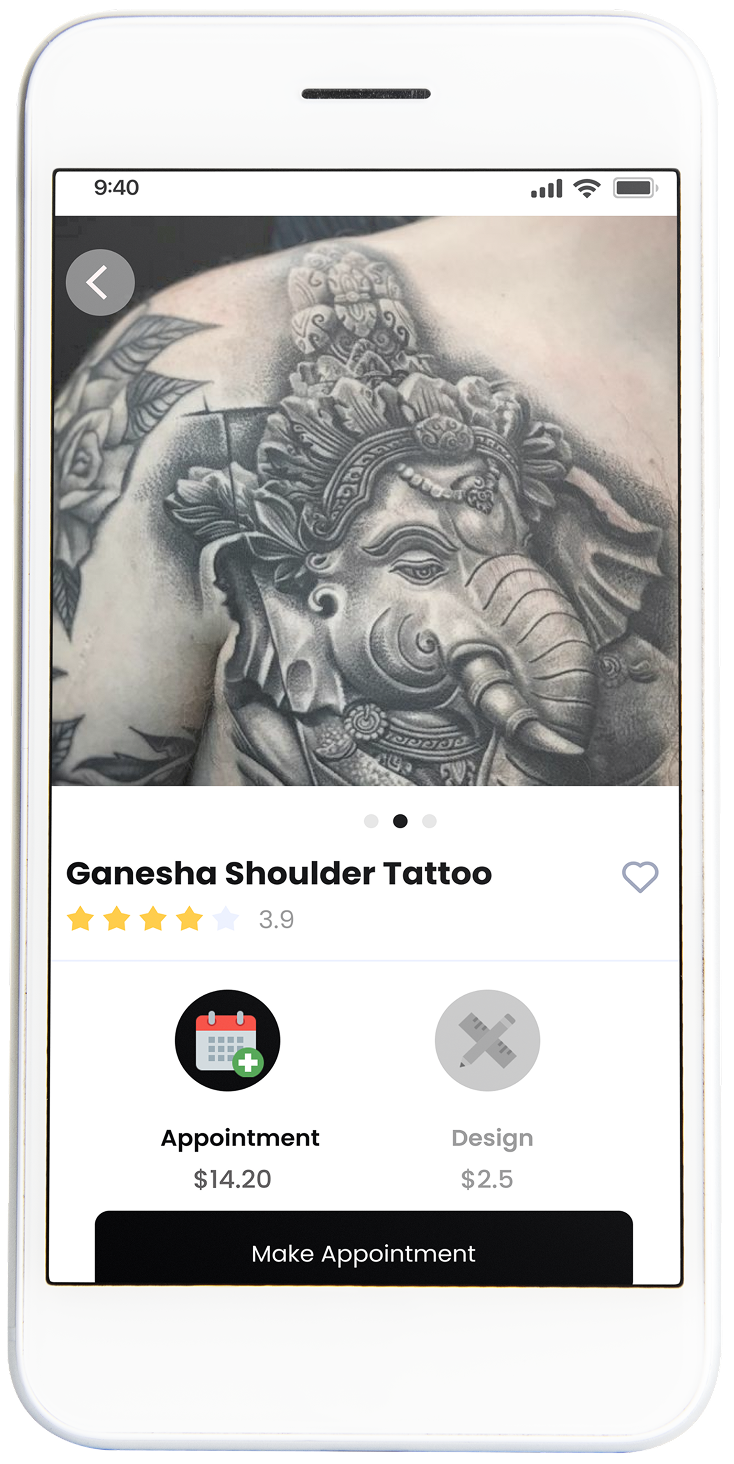 Inksvilla design detail screen for Ganesha tattoo