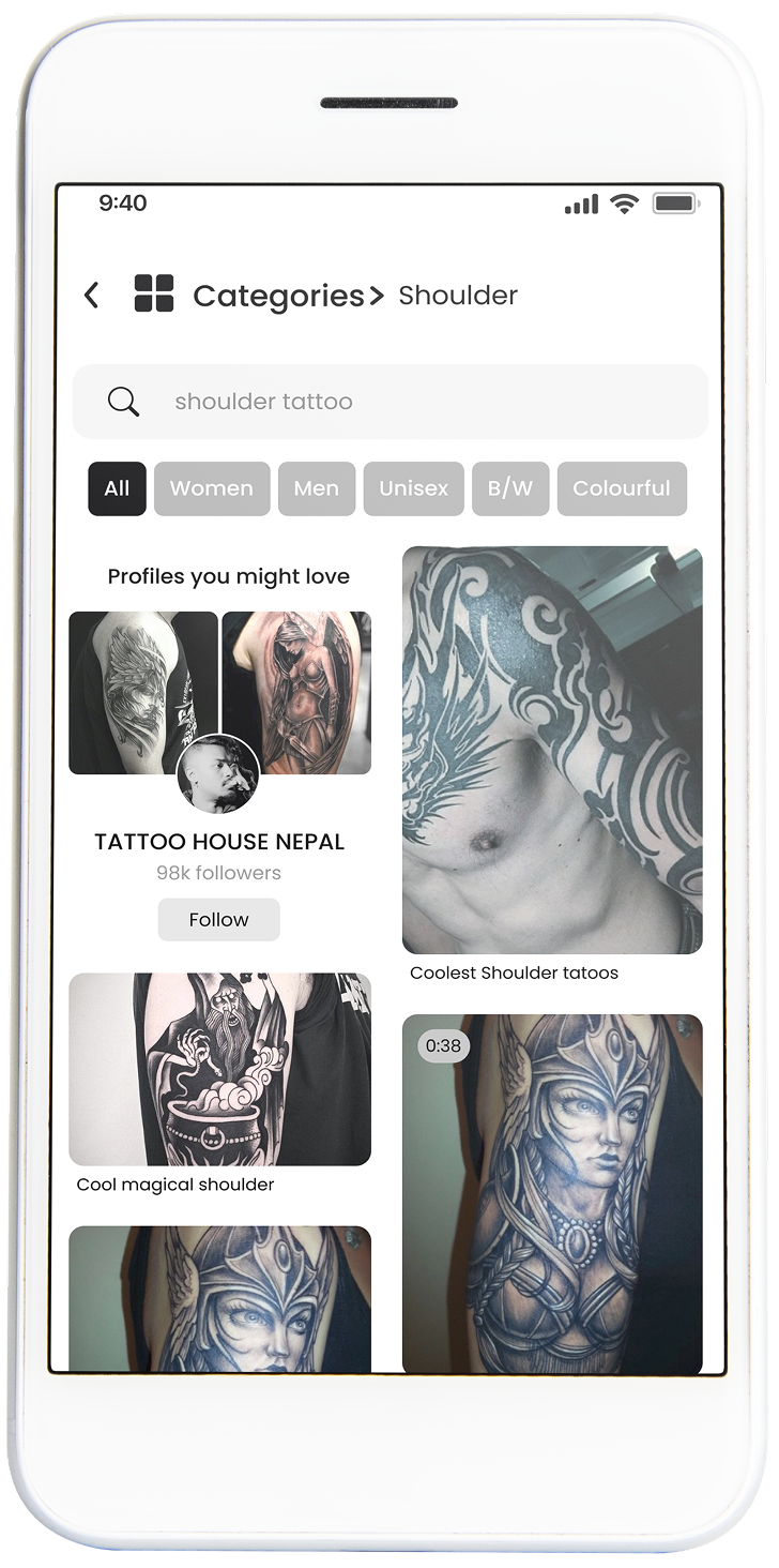 Inksvilla individual categories screen