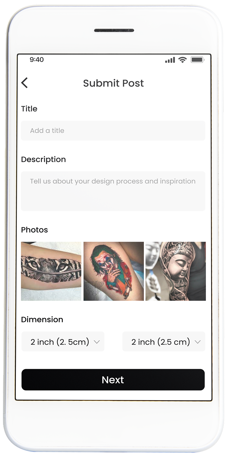 Inksvilla submit post flow step 1